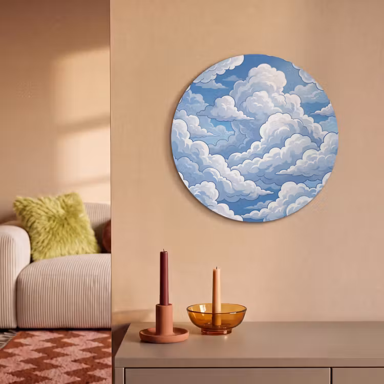 Akoestisch schilderij rond - Wolken - Hemel - Abstract - Wit — 3