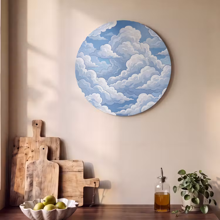 Akoestisch schilderij rond - Wolken - Hemel - Abstract - Wit — 4