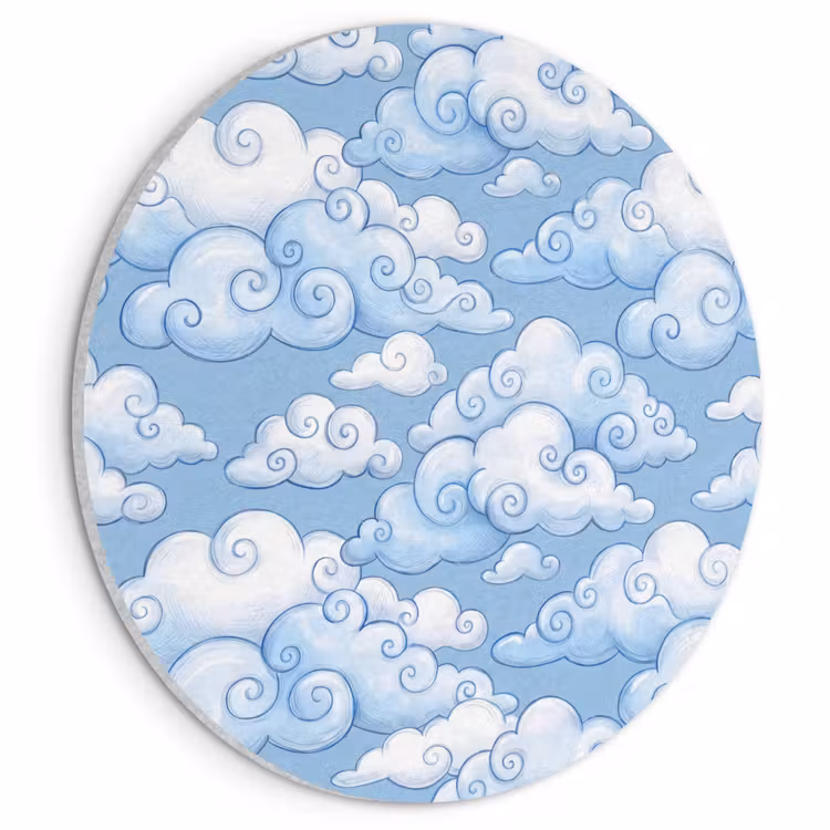 Akoestisch schilderij rond - Wolken - Patroon - Hemel - Illustratie - Wit — 1