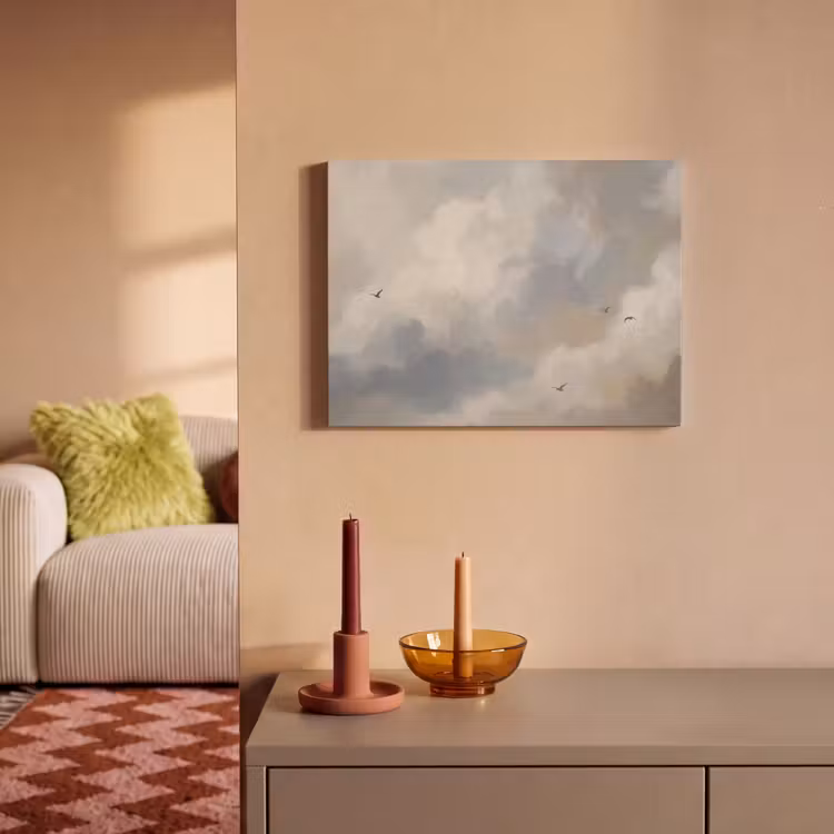 Akoestisch schilderij - Vogel - Wolken - Natuur - Modern - Grijs — 2