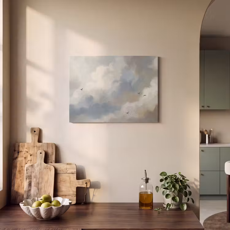Akoestisch schilderij - Vogel - Wolken - Natuur - Modern - Grijs — 3