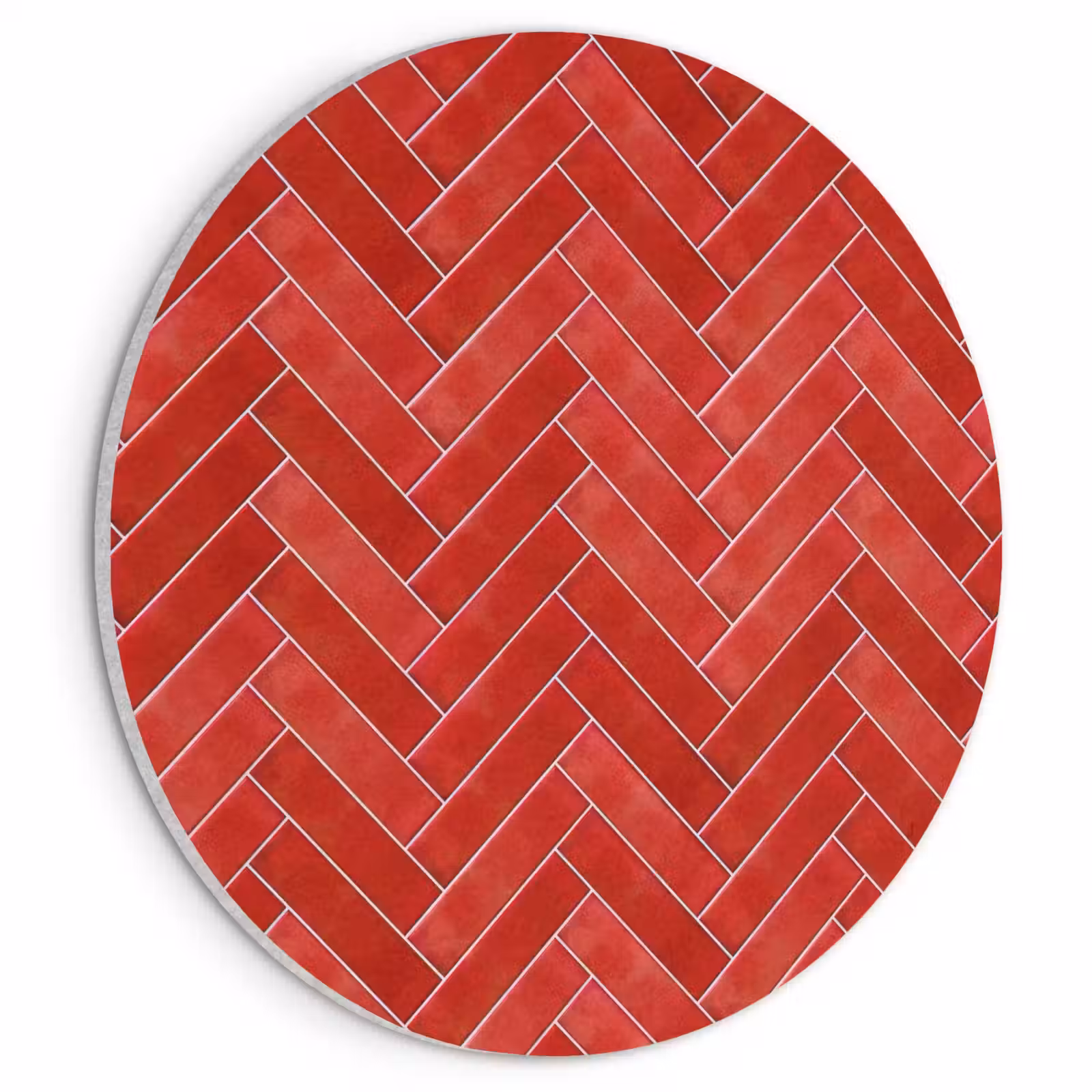 Akoestisch schilderij rond - Visgraat - Tegel - Rood — 1
