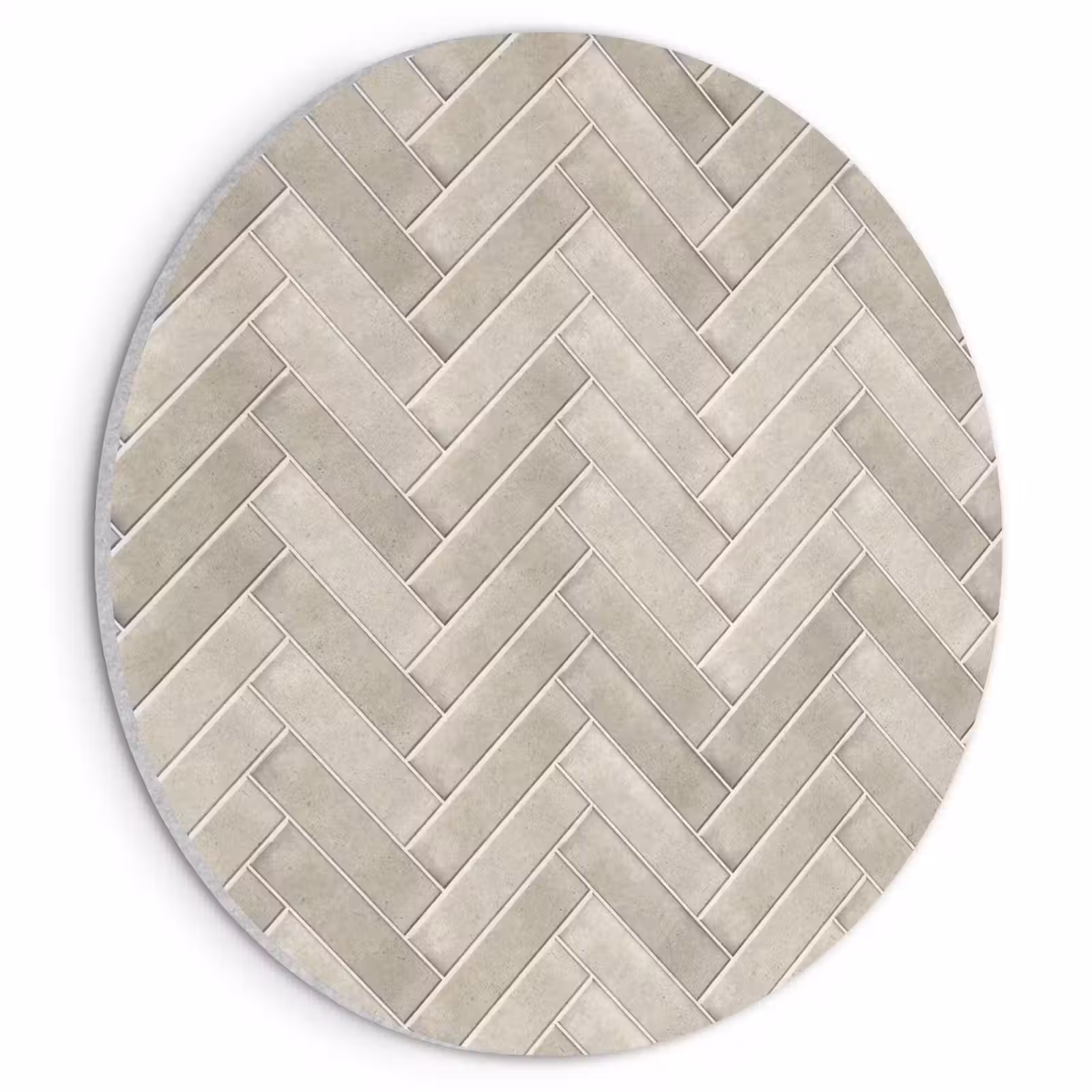 Akoestisch schilderij rond - Visgraat - Wandtegel - Beige — 1