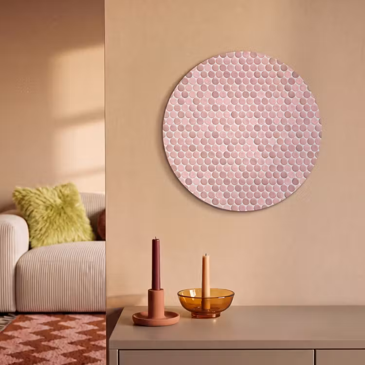 Akoestisch schilderij rond - Penny - Mozaïek - Lichtroze — 3