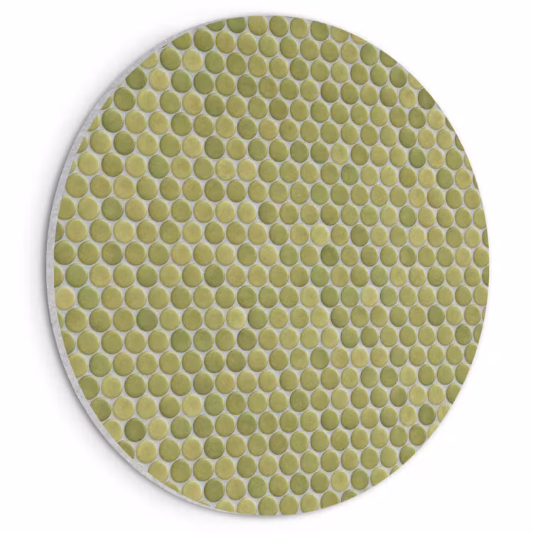 Akoestisch schilderij rond - Penny - Mozaïek - Olijfgroen — 1