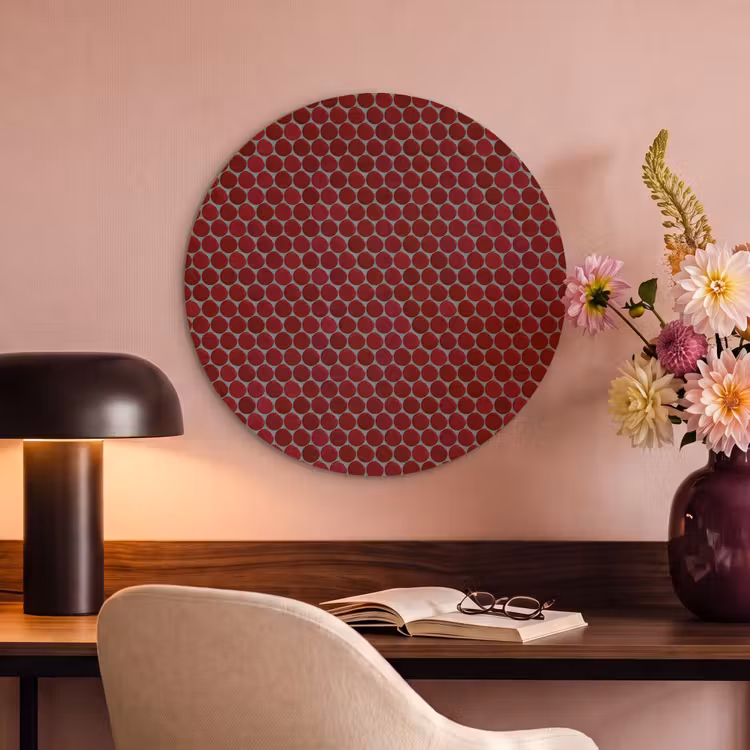 Akoestisch schilderij rond - Penny - Mozaïek - Rond - Rood — 2