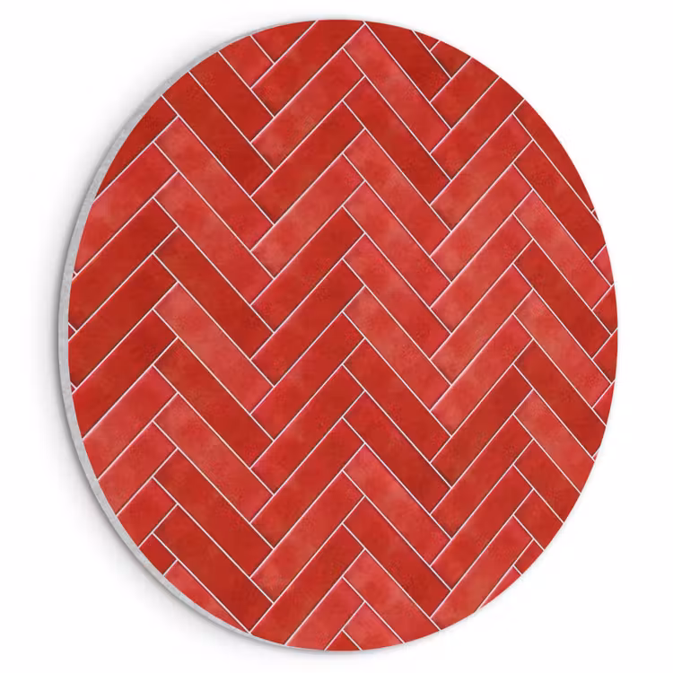 Akoestisch schilderij rond - Visgraat - Tegel - Rood — 1
