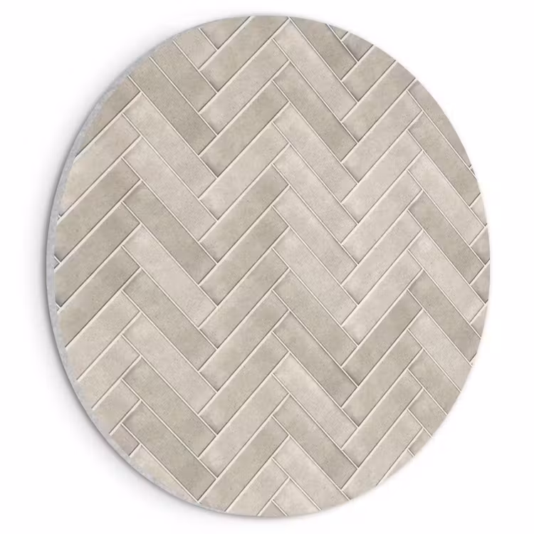Akoestisch schilderij rond - Visgraat - Wandtegel - Beige — 1