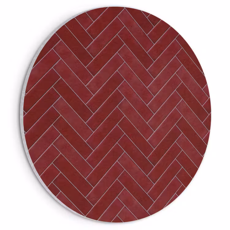 Akoestisch schilderij rond - Visgraat - Wandtegel - Bordeaux - Rood — 1