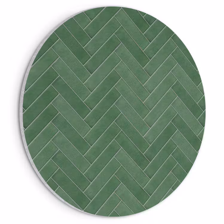 Akoestisch schilderij rond - Visgraat - Wandtegel - Bosgroen — 1