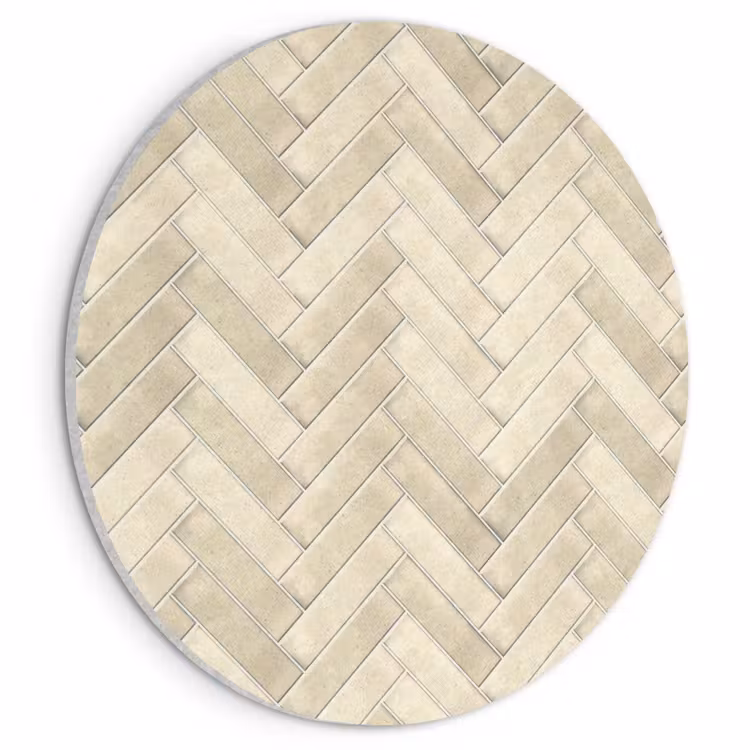 Akoestisch schilderij rond - Visgraat - Wandtegel - Licht Beige — 1