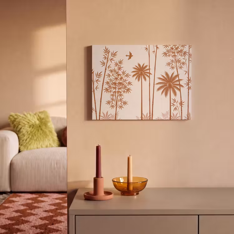 Akoestisch schilderij - Vogel - Boom - Tropisch - Minimalistisch - Bruin — 2