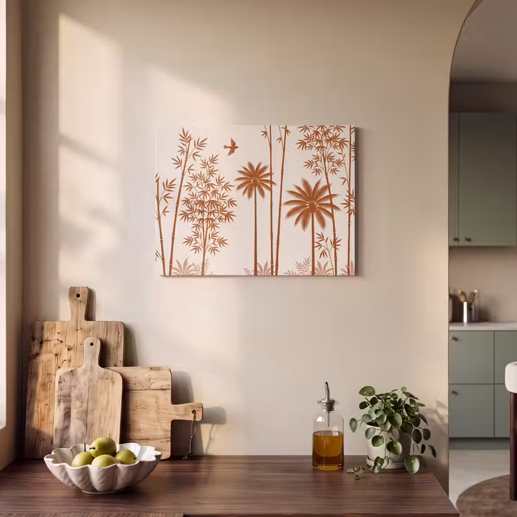 Akoestisch schilderij - Vogel - Boom - Tropisch - Minimalistisch - Bruin — 3