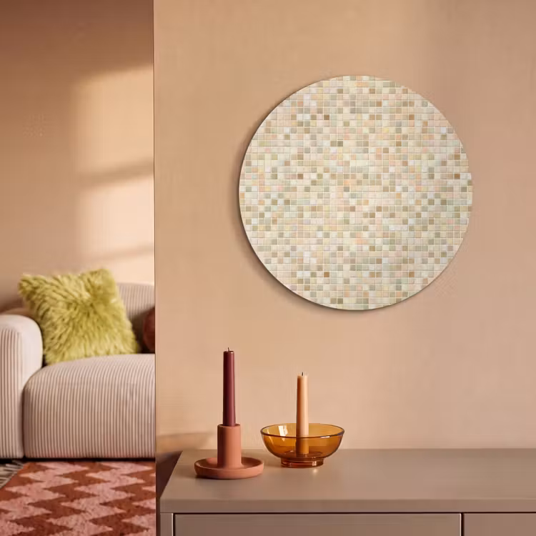 Akoestisch schilderij rond - Mozaïek - Patroon - Beige — 3