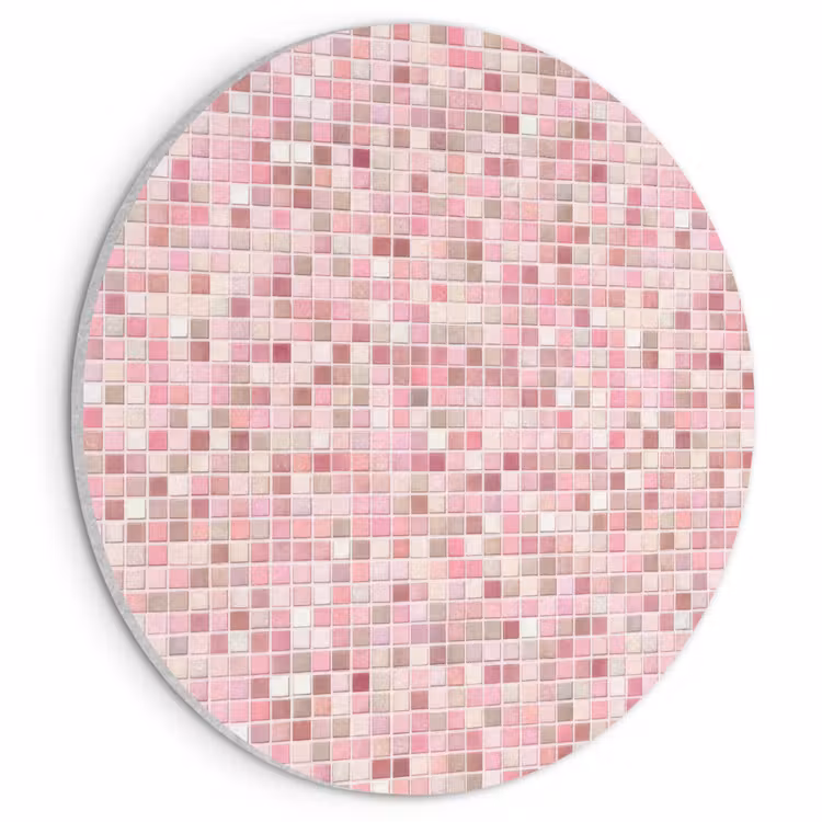 Akoestisch schilderij rond - Mozaïek - Patroon - Roze — 1