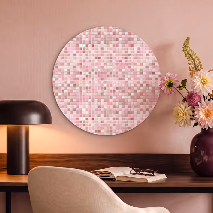 Akoestisch schilderij rond - Mozaïek - Patroon - Roze — 2
