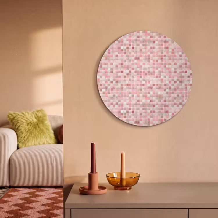 Akoestisch schilderij rond - Mozaïek - Patroon - Roze — 3