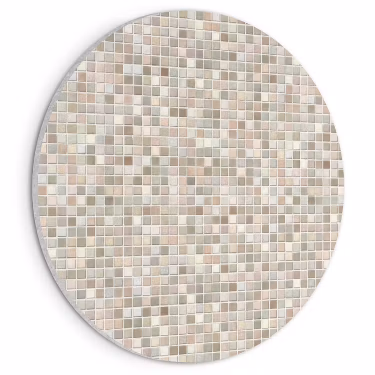 Akoestisch schilderij rond - Mozaïek - Patroon- Taupe — 1