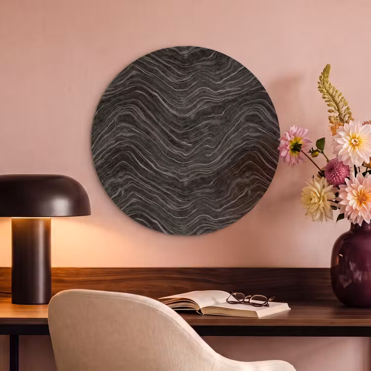 Akoestisch schilderij rond - Patroon - Contrast - Antraciet — 2