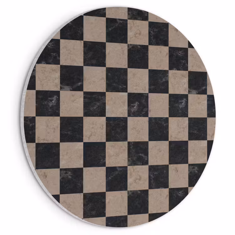 Akoestisch schilderij rond - Patroon - Dambord - Marmer — 1