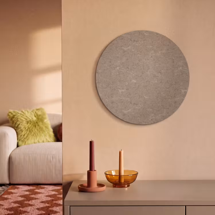 Akoestisch schilderij rond - Patroon - Kalksteen - Beige — 3