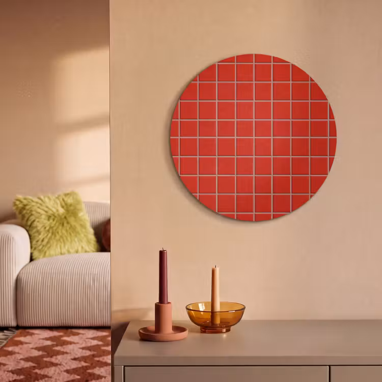 Akoestisch schilderij rond - Tegel - Patroon - Kersen - Rood — 3