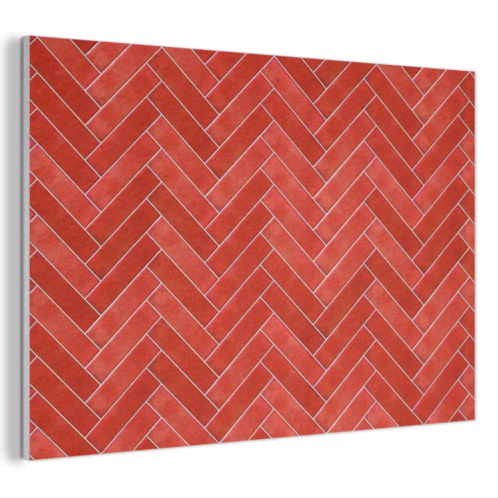 Akoestisch schilderij - Visgraat - Tegel - Rood — 1