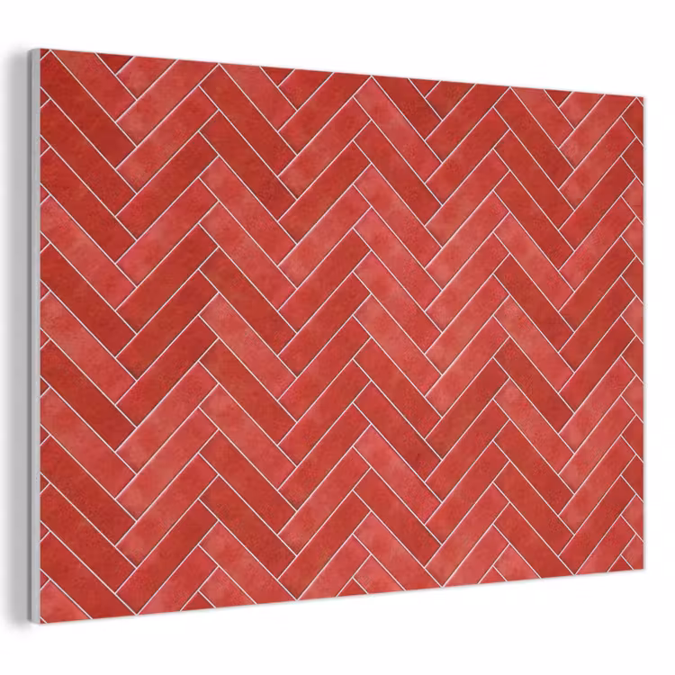 Akoestisch schilderij - Visgraat - Tegel - Rood — 1