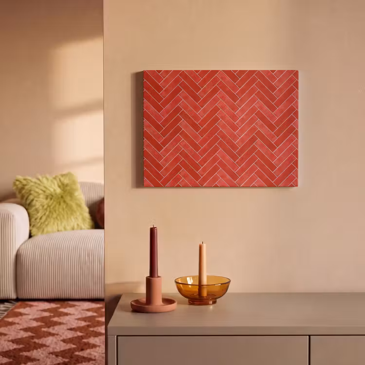 Akoestisch schilderij - Visgraat - Tegel - Rood — 2