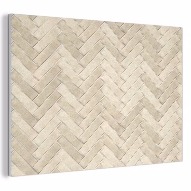 Akoestisch schilderij - Visgraat - Wandtegel - Licht Beige — 1