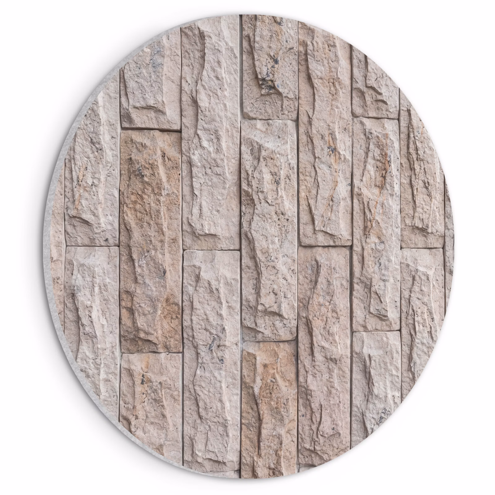 Akoestisch schilderij rond - Muur - Steen - Ruw - Beige - Textuur — 1