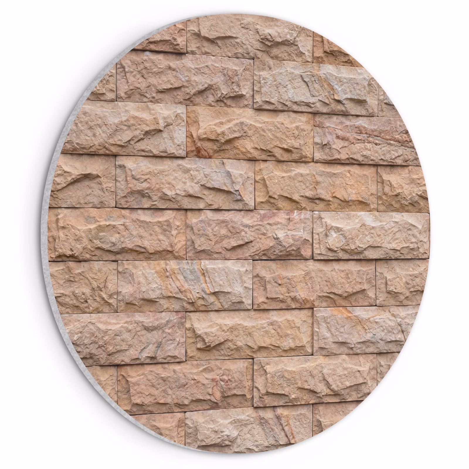 Akoestisch schilderij rond - Muur - Steen - Ruw - Textuur - Beige — 1