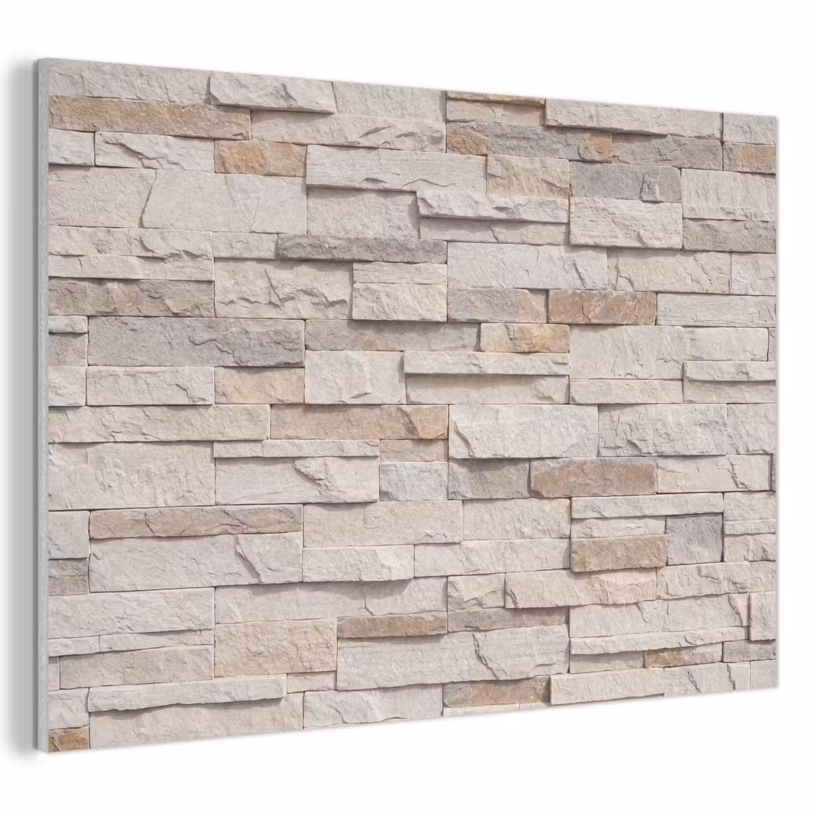 Akoestisch schilderij - Steen - Muur - Textuur - Rustiek - Beige — 1
