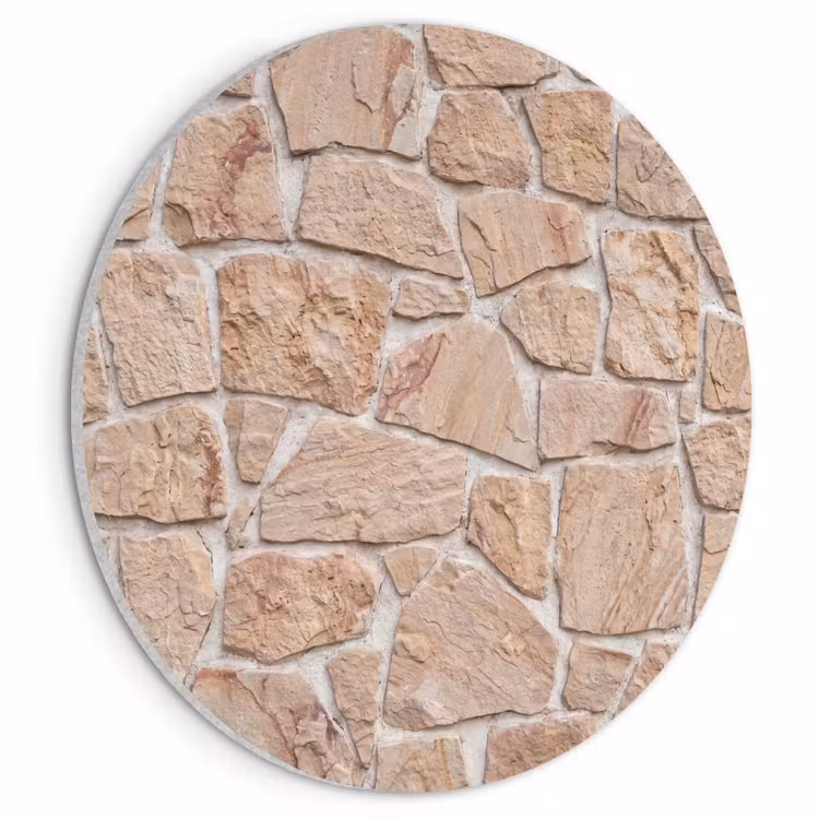 Akoestisch schilderij rond - Muur - Steen - Patroon - Rustiek - Beige — 1