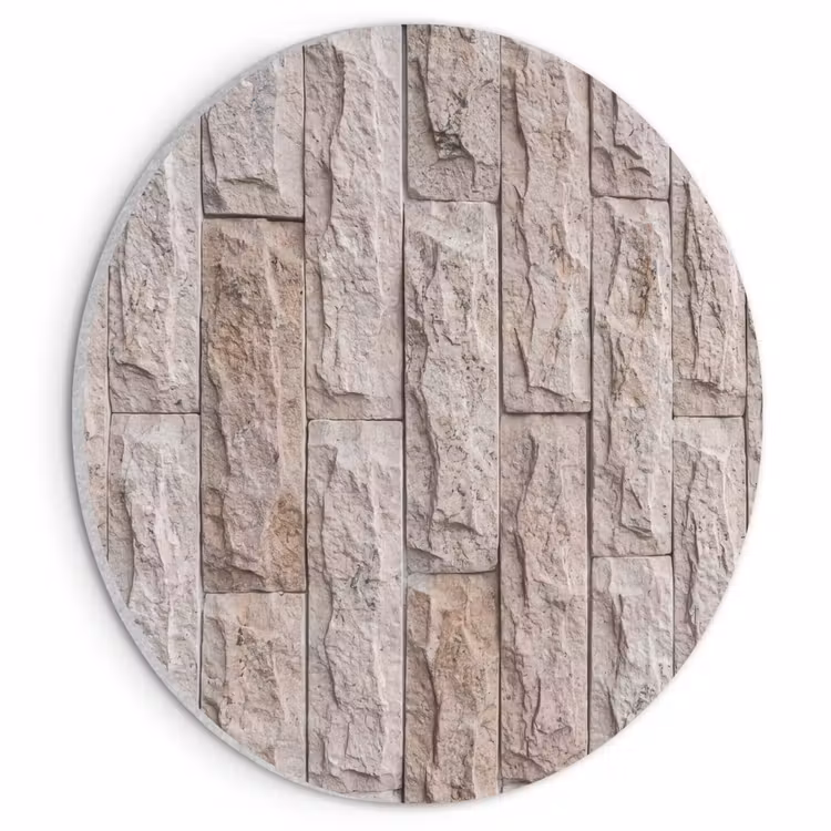 Akoestisch schilderij rond - Muur - Steen - Ruw - Beige - Textuur — 1
