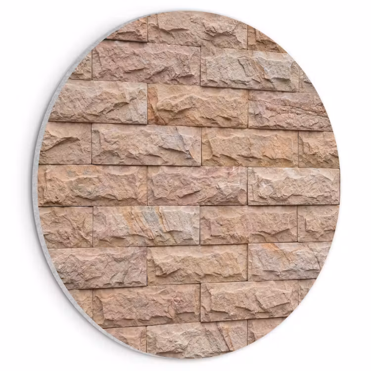 Akoestisch schilderij rond - Muur - Steen - Ruw - Textuur - Beige — 1