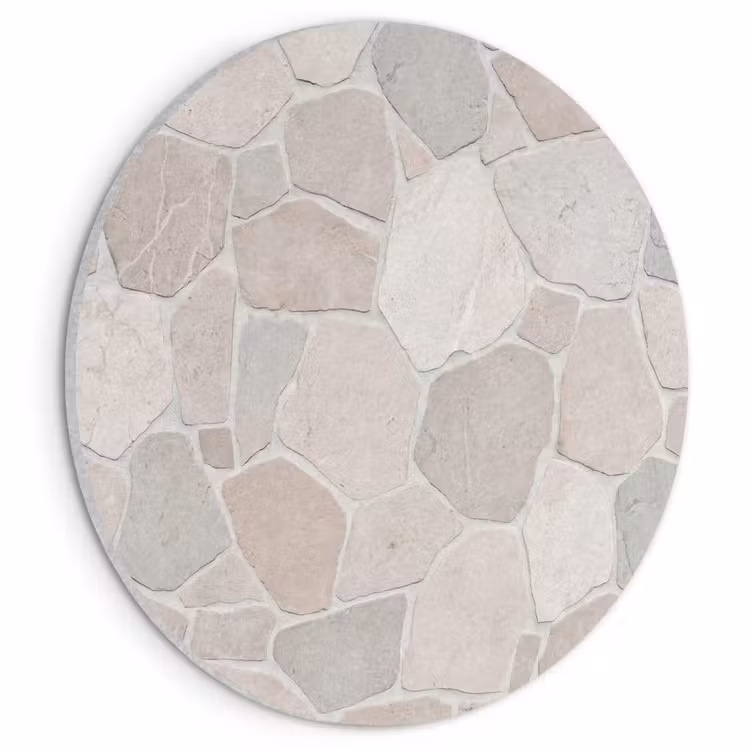 Akoestisch schilderij rond - Steen - Patroon - Textuur - Beige — 1