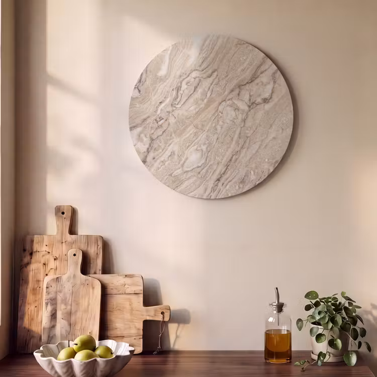Akoestisch schilderij rond - Textuur - Aders - Abstract - Modern - Beige — 4