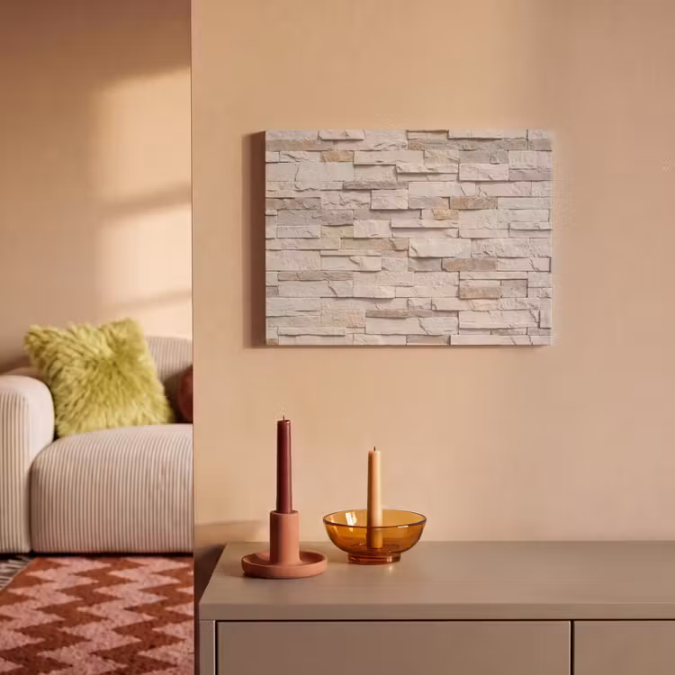 Akoestisch schilderij - Steen - Muur - Textuur - Rustiek - Beige — 2