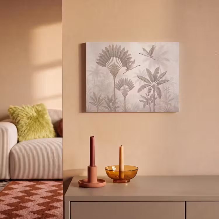 Akoestisch schilderij - Vogel - Tropisch - Jungle - Natuur - Beige — 2