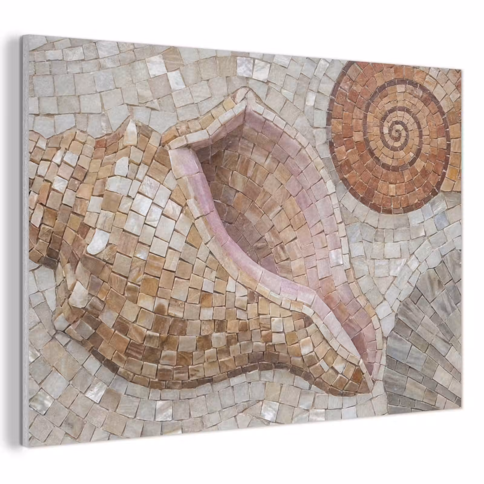 Akoestisch schilderij - Schelp - Mozaïek - Zee - Beige - Modern — 1