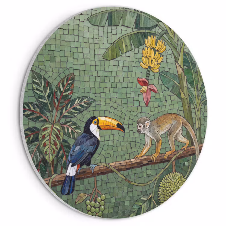 Akoestisch schilderij rond - Vogel - Dier - Jungle - Mozaïek - Natuur — 1