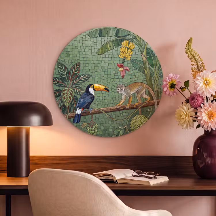 Akoestisch schilderij rond - Vogel - Dier - Jungle - Mozaïek - Natuur — 2