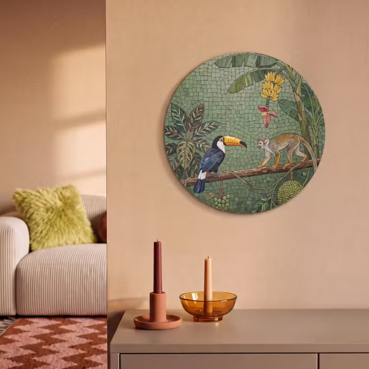 Akoestisch schilderij rond - Vogel - Dier - Jungle - Mozaïek - Natuur — 3