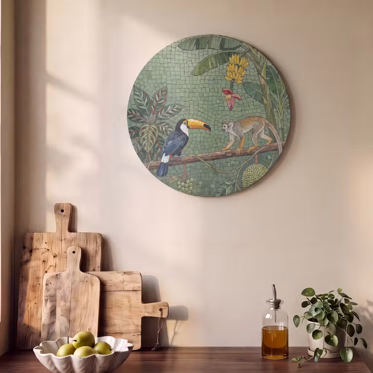 Akoestisch schilderij rond - Vogel - Dier - Jungle - Mozaïek - Natuur — 4