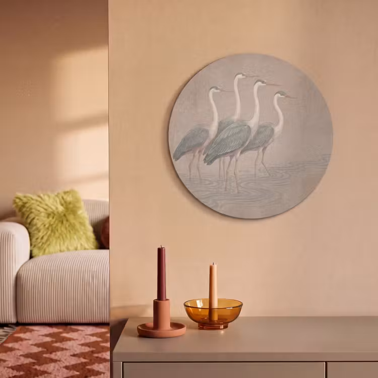 Akoestisch schilderij rond - Vogel - Water - Natuur - Vintage — 3
