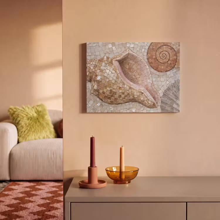 Akoestisch schilderij - Schelp - Mozaïek - Zee - Beige - Modern — 2