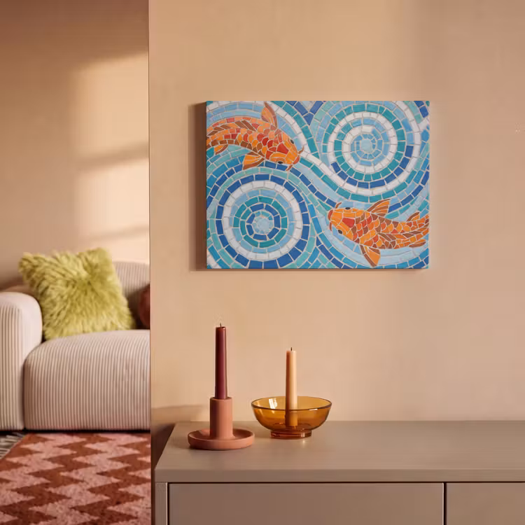 Akoestisch schilderij - Vis - Mozaïek - Water - Decoratief - Blauw — 2