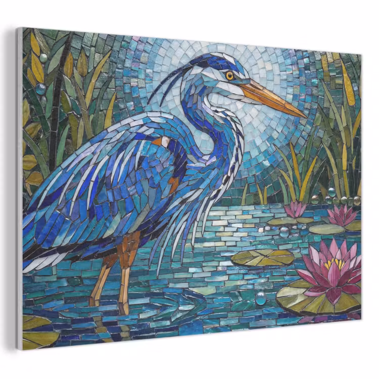 Akoestisch schilderij - Vogel - Water - Natuur - Abstract - Blauw — 1