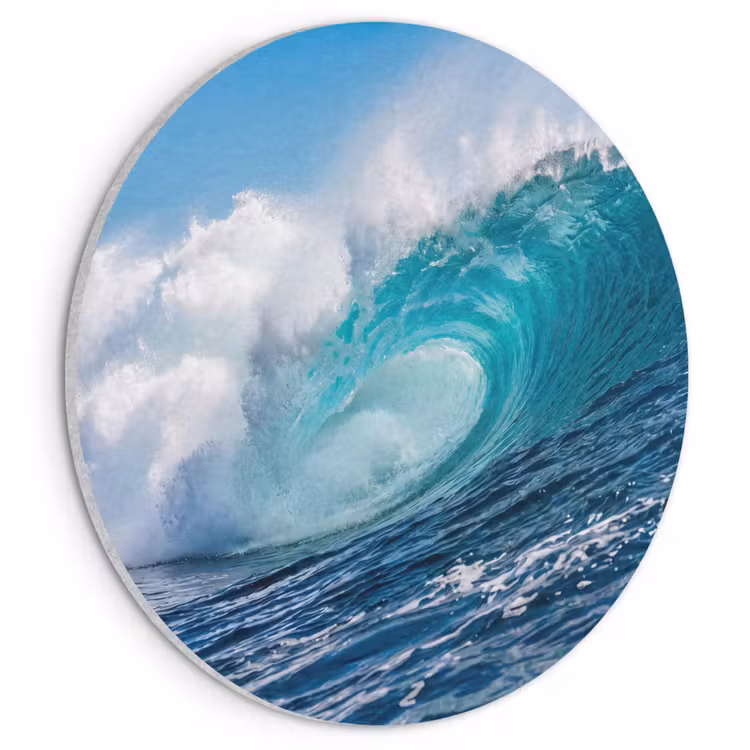 Akoestisch schilderij rond - Golf - Oceaan - Water - Dynamisch - Blauw — 1